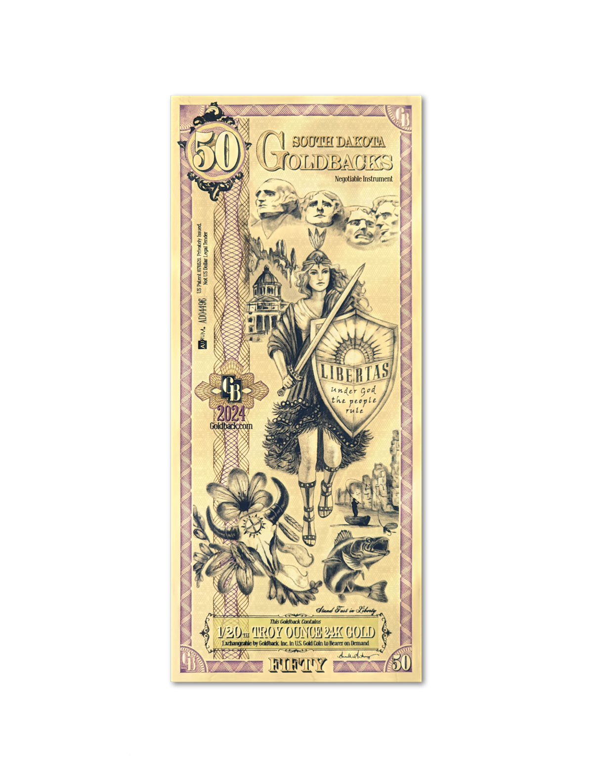 50 South Dakota Goldback Note